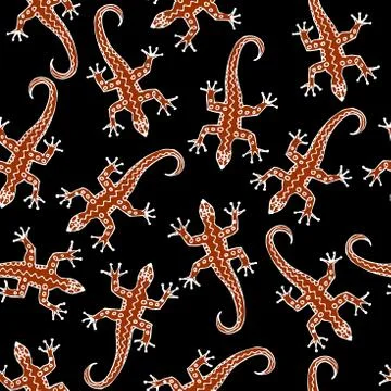 Seamless vector square pattern. Brown lizards pattern. イラスト素材