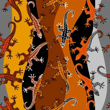 Seamless vector square pattern. Brown lizards pattern. Illustrazione stock