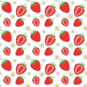Seamless vector strawberry pattern Stock Illustration