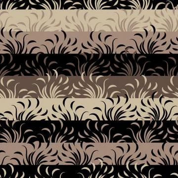 Seamless vector stripes pattern with fields of grass in earthy tones Stock Illustration