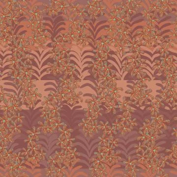 Seamless vector stripy pattern with orchids in copper colors Stock-Illustration