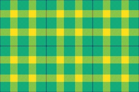 Seamless vector tartan pattern featuring a vibrant green and yellow checkered 库存插图