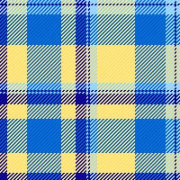 Seamless vector tartan pattern featuring vibrant blue and sunny yellow inters Stock Illustration