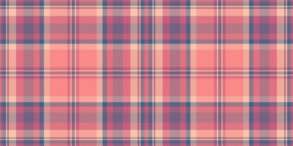 Seamless vector tartan pattern featuring elegant pink, peach, and blue inters Stock Illustration