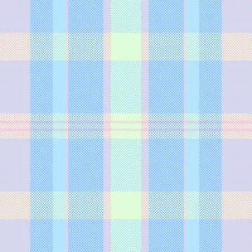 This seamless vector tartan plaid pattern features soft pastel hues of blue,  Stock Illustration