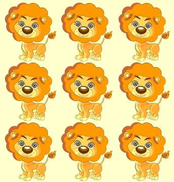 Seamless vector texture  cute lion Stock Illustration