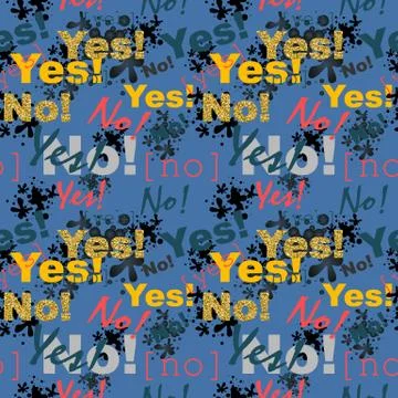 Seamless vector texture in grunge style. YES and NO pattern. Illustrazione stock