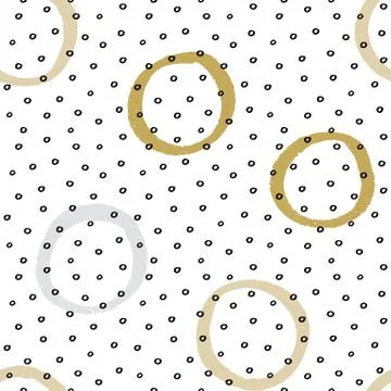 Seamless vector texture pattern with hand drawn circles and dots Stock Illustration