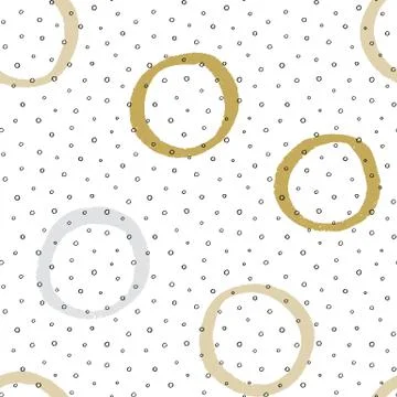 Seamless vector texture pattern with hand drawn circles and dots Stock Illustration