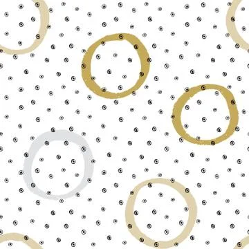 Seamless vector texture pattern with hand drawn circles and dots. Stock Illustration