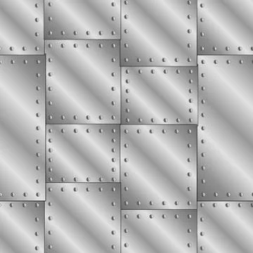 Seamless vector texture with riveted metal sheets. Stock Illustration