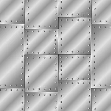 Seamless vector texture with riveted metal sheets. Stock Illustration