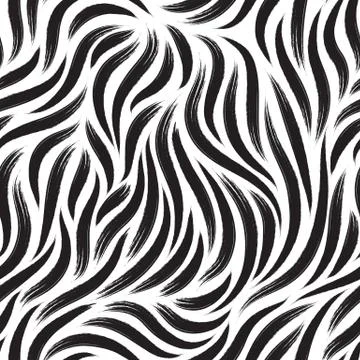 Seamless vector texture of smooth black brush strokes isolated on white Stock Illustration