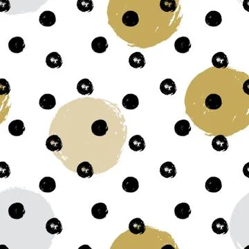 Seamless vector textured hand drawn polka dot pattern Stock Illustration