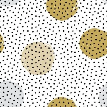 Seamless vector textured hand drawn polka dot pattern Stock Illustration