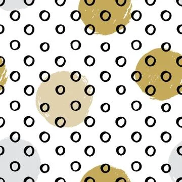 Seamless vector textured hand drawn polka dot pattern. Stock Illustration