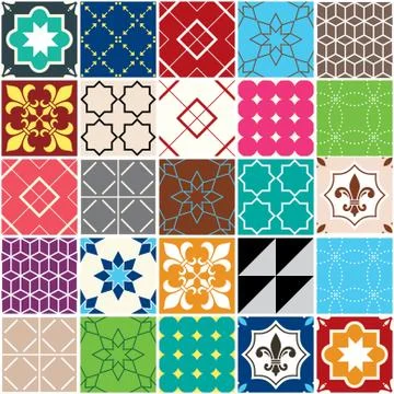 Seamless vector tile pattern, Azulejos tiles, Portuguese Stock Illustration