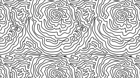 Seamless vector topographic map background dark on white. Stock Illustration