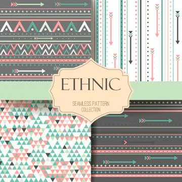 Seamless vector tribal texture aztec set. Boho stripes. Ethnis pattern Stock Illustration