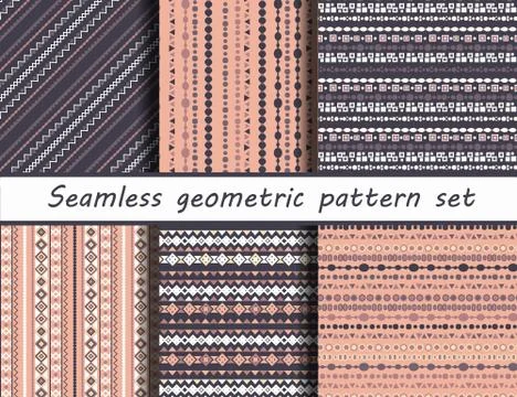 Seamless vector tribal texture set. Stock Illustration