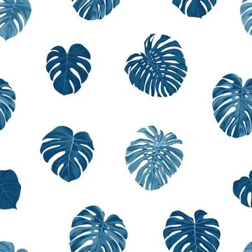 Seamless vector tropical botanical pattern with monstera palm leaves. Exotic Illustrazione stock
