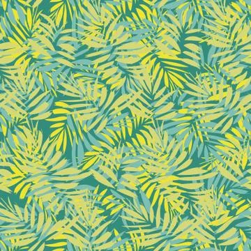 Seamless vector tropical pattern with palm leaves Stock Illustration