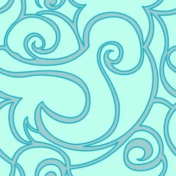 Seamless vector turquiose pattern of spirals and waves.texture for textile and 스톡 일러스트