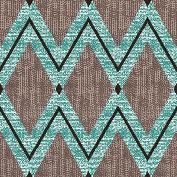 Seamless vector unisex pattern with diamond shaped knit in brown and teal Illustrazione stock