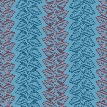Seamless vector vertical striped pattern with leaves Stock Illustration