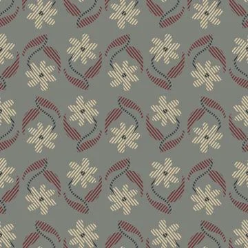 Seamless vector vintage floral pattern in muted greyish colors Illustrazione stock