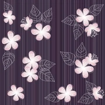 Seamless vector violet flower pattern background Stock Illustration