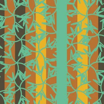 Seamless vector vivid striped pattern with organic shapes on top Stock Illustration