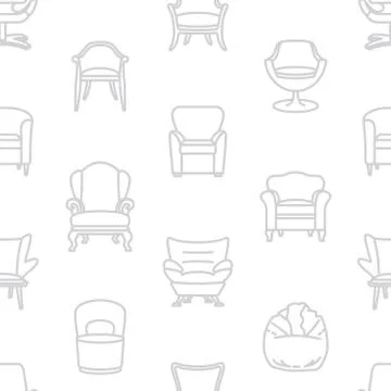 Seamless vector white pattern of armchairs Stock Illustration