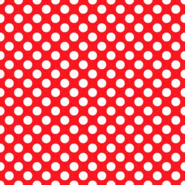 Seamless vector white polka dots pattern on red background Stock Illustration