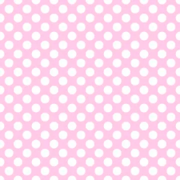 Seamless vector white polka dots pattern on pink background Stock Illustration