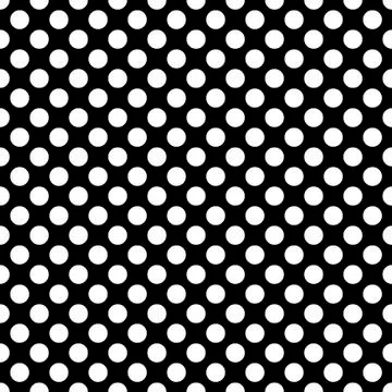 Seamless vector white polka dots pattern on black background Stock Illustration