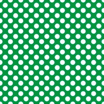 Seamless vector white polka dots pattern on green background Stock Illustration