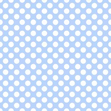 Seamless vector white polka dots pattern on light blue background Stock Illustration