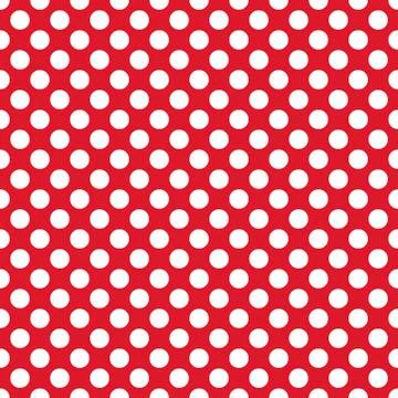 Seamless vector white polka dots pattern on red background Illustrazione stock