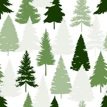 Seamless vector winter forest pattern. Christmas background. Green trees Illustrazione stock