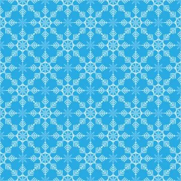 Seamless vector winter pattern of snowflakes on a blue background 스톡 일러스트