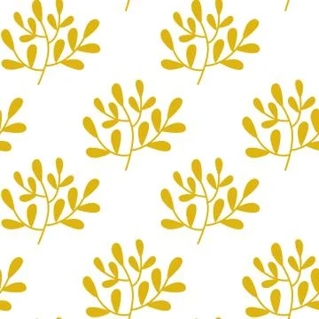Seamless vector yellow leaves pattern on white Stock Illustration