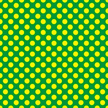 Seamless vector yellow polka dots pattern on green background Stock Illustration