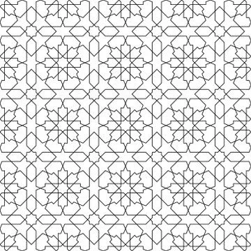 Seamless vector.Geometric ornament in black color lines. Stock Illustration