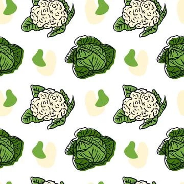 Seamless vegetable pattern from cabbage Stock Illustration