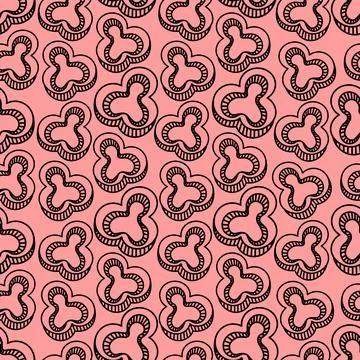 Seamless vegetable pattern of cut sweet peppers in doodle style on a pink bac Stock Illustration
