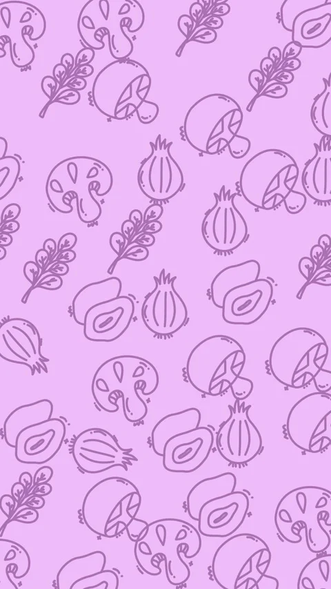 Seamless vegetable pattern purple pink background with illustrated onions Stock Footage 330464779