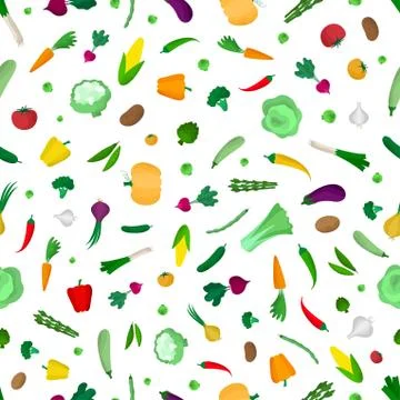 Seamless vegetable vector pattern. Stock Illustration