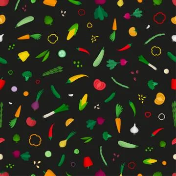 Seamless vegetable vector pattern. Stock Illustration