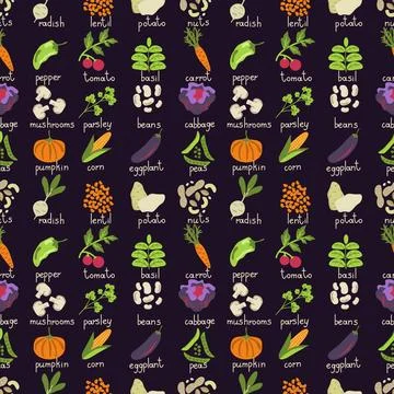 Seamless vegetables pattern Stock Illustration